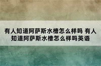 有人知道阿萨斯水槽怎么样吗 有人知道阿萨斯水槽怎么样吗英语